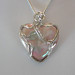 Pink Mother of Pearl Porcelain Heart Wire Wrapped Pendant