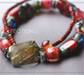 Recycled Red Round Beaded Silver Ring