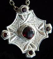 Garnet, garnet CZ silver pendant
