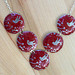 Happy Birds on Cherry Red Repurposed Tin 5 Disc Necklace